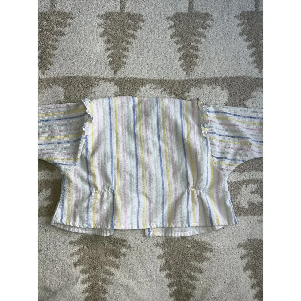 Vintage Retro Girls Pinstripe Floral Jacket | 24 Months